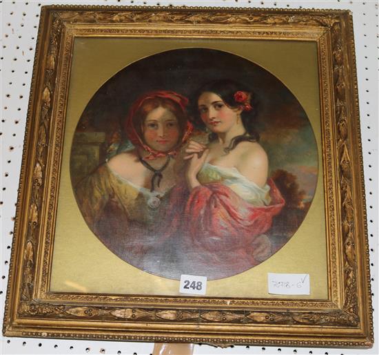19th century English School, oil of two girls